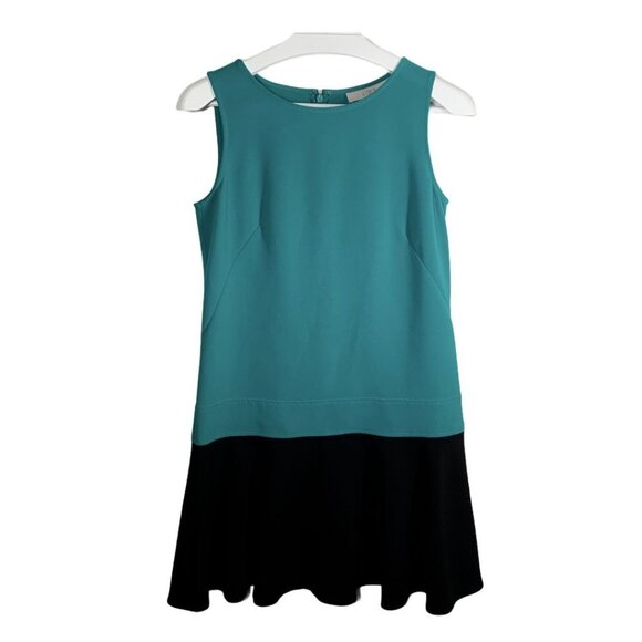 Loft Colorblock Sleeveless Mini Dress Green Black Size 2 Work Casual - Picture 1 of 7